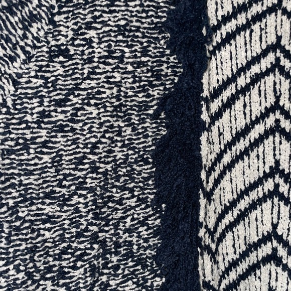 NWOT Lane Bryant Navy Blue and White Fringe Knit Sweater Cardigan - Picture 2 of 4